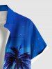 Chemise hawaïenne grande taille à imprimé galaxie et cocotiers, boutonnée et avec poches, pour homme - Bleu Ciel 5XL