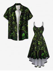 Tenue assortie grande taille à imprimé tête de mort pour couples - Noir 