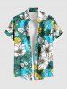 Flowers Leaf Colorblock Print Plus Size Matching Hawaii Beach Outfit For Couples -  