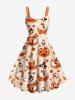 Tenue d'Halloween mignonne, motif citrouille, oie, fleurs, étoiles, grande taille, assortie pour les couples - orange clair 
