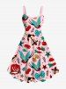 Rose Flower Bird Cherry Bowknot Heart Anchor Print Plus Size Matching Hawaii Beach Outfit For Couples -  