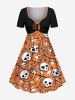 Halloween Skull Bone Spider Web Star Print Plus Size Matching Outfit For Couples -  