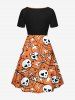 Halloween Skull Bone Spider Web Star Print Plus Size Matching Outfit For Couples -  