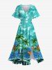 Coconut Tree Sea Parrot Ombre Cloud Print Plus Size Matching Hawaii Beach Outfit For Couples -  
