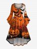 Halloween Pumpkin Spider Web Bat Moon Print Plus Size Matching Outfit For Couples -  