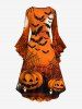 Halloween Pumpkin Spider Web Bat Moon Print Plus Size Matching Outfit For Couples -  