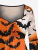 Halloween Pumpkin Spider Web Bat Moon Print Plus Size Matching Outfit For Couples -  
