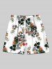 Tropical Leaf Flower Print Plus Size Matching Hawaii Beach Outfit For Couples -  
