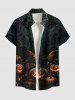 Halloween Pumpkin Bat Floral Pattern Print Plus Size Matching Outfit For Couples -  