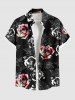 Ombre Rose Flower Leaves Branch Print Plus Size Matching Hawaii Beach Outfit For Couples -  