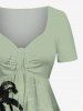 Plus Size Coconut Tree Robot Paint Splatter Print Cinched Hawaii Dress -  