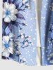 Plus Size Flower Leaf Print Hawaii Button Pocket Shirt For Men -  