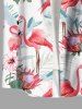 Chemise hawaïenne grande taille à imprimé flamant rose et feuilles tropicales pour homme - Blanc 2XL