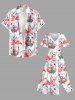 Plus Size Tropical Leaf Hibiscus Flower Flamingo Print Hawaii Split Pocket A Line Midi Dress -  