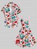 Plus Size Rose Flower Bird Cherry Bowknot Heart Anchor Print Hawaii A Line Tank Dress -  