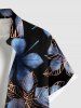 Plus Size Ombre Leaf Print Hawaii Button Pocket Shirt For Men -  