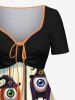 Robe trapèze cintrée grande taille à imprimé citrouille et lune pour Halloween - Noir 1X
