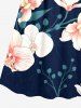 Robe camisole trapèze à imprimé floral, feuilles et branches, grande taille, style hawaïen - Bleu Marine XXS