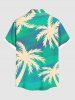 Chemise hawaïenne grande taille à imprimé ombré cocotiers et poches boutonnées pour homme - Vert M