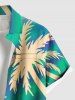 Chemise hawaïenne grande taille à imprimé ombré cocotiers et poches boutonnées pour homme - Vert 3XL