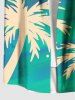 Chemise hawaïenne grande taille à imprimé ombré cocotiers et poches boutonnées pour homme - Vert 4XL