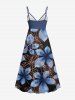 Robe caraco trapèze à imprimé feuilles ombré grande taille à surplis hawaïen - Bleu Marine 4X