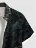 Plus Size Halloween Pumpkin Bat Floral Pattern Print Buttons Pocket Shirt For Men -  