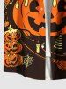 Plus Size Halloween Pumpkin Bat Skull Ghost Print Buttons Pocket Shirt For Men -  