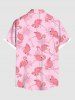Chemise hawaïenne grande taille à imprimé flamant rose et cocotier, avec poches et boutons, pour homme - Rose clair 5XL