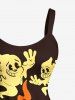 Plus Size Halloween Pumpkin Bat Skull Ghost Print Tank Dress -  