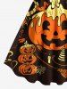 Plus Size Halloween Pumpkin Bat Skull Ghost Print Tank Dress -  