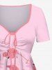 Plus Size Flamingo Coconut Tree Print Cinched Hawaii Dress -  