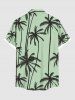 Plus Size Coconut Tree Print Buttons Pocket Hawaii Shirt For Men -  