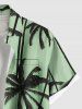 Plus Size Coconut Tree Print Buttons Pocket Hawaii Shirt For Men -  