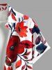 Plus Size Flowers Leaf Print Buttons Pocket Hawaii Shirt For Men -  