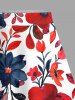 Flowers Leaf Print Plus Size Hawaii Matching Set -  