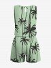 Matching Hawaii Shirt and Romper Plus Size Beach Outfit Coconut Tree Printed for Couples -  