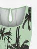 Matching Hawaii Shirt and Romper Plus Size Beach Outfit Coconut Tree Printed for Couples -  