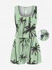 Matching Hawaii Shirt and Romper Plus Size Beach Outfit Coconut Tree Printed for Couples -  