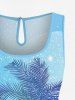 Matching Hawaii Shirt and Romper Plus Size Beach Outfit Tropical Coconut Tree Seascape Snowflake Ombre Printed for Couples -  