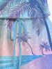 Matching Hawaii Shirt and Romper Plus Size Beach Outfit Tropical Coconut Tree Seascape Snowflake Ombre Printed for Couples -  