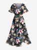 Hibiscus Flowers Leaf Print Plus Size Matching Hawaii Beach Outfit For Couples -  