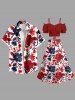 Flowers Leaf Print Plus Size Matching Hawaii Beach Outfit For Couples -  