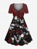 Halloween Skull Bat Rose Flower Print Plus Size Matching Outfit For Couples -  