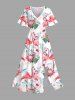 Tropical Leaf Hibiscus Flower Flamingo Print Plus Size Matching Hawaii Beach Outfit For Couples -  