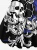 Skull Hibiscus Flowers Tropical Leaf Print Plus Size Matching Hawaii Beach Outfit For Couples -  