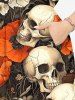 Robe mi-longue hawaïenne grande taille à imprimé tête de mort et fleurs - Orange XXS