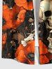 Chemise hawaïenne grande taille à imprimé tête de mort et fleurs pour homme - Orange S
