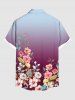 Chemise hawaïenne grande taille à imprimé ombré et fleurs, feuilles et branches, avec poches boutonnées pour homme - Concorde XL
