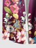 Chemise hawaïenne grande taille à imprimé ombré et fleurs, feuilles et branches, avec poches boutonnées pour homme - Concorde 5XL